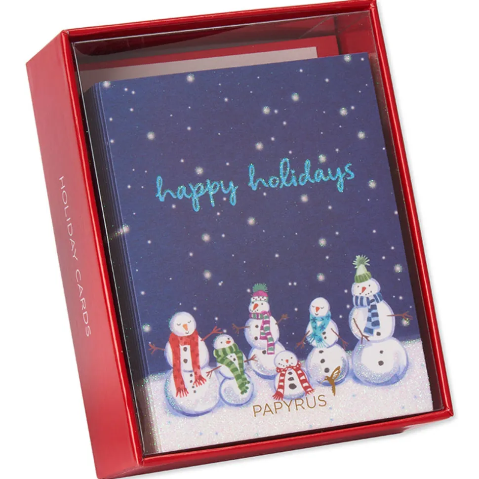 Happy Holidays Snowmen Christmas Boxed Cards, 20-Count