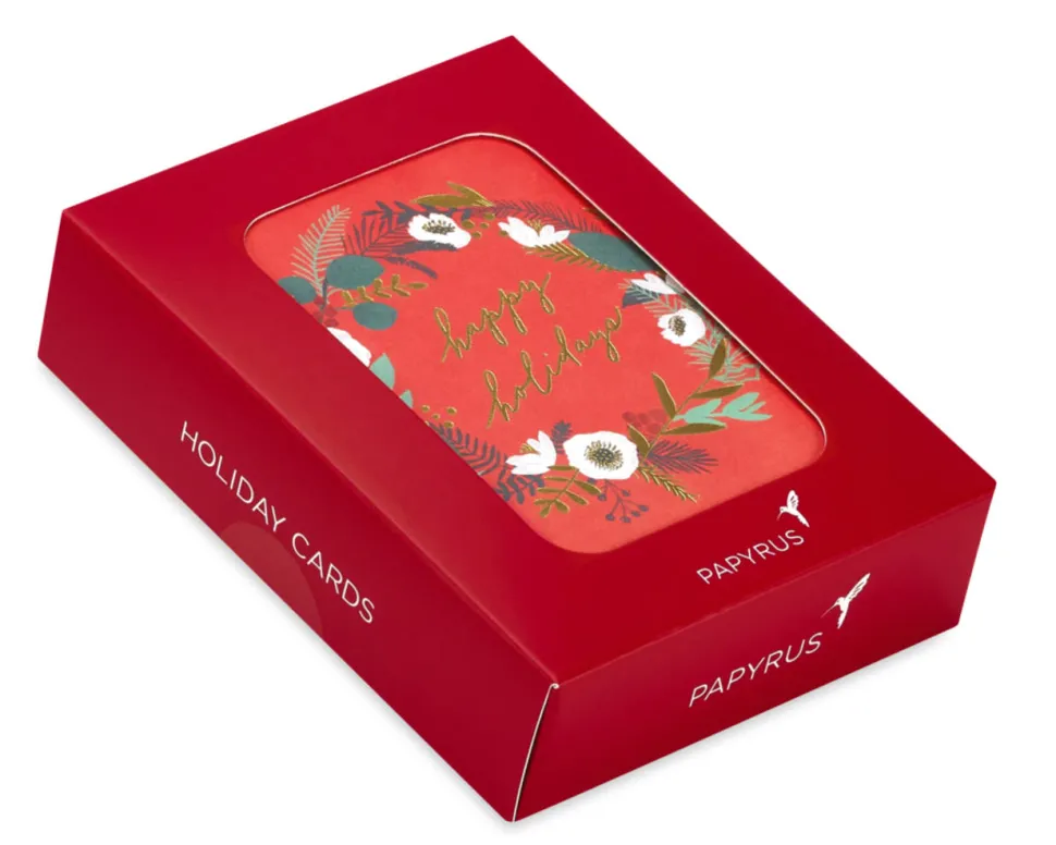 Happy Holidays Wreath Christmas Boxed Cards, 20-Count
