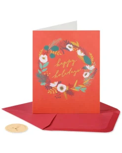 Happy Holidays Wreath Christmas Boxed Cards, 20-Count