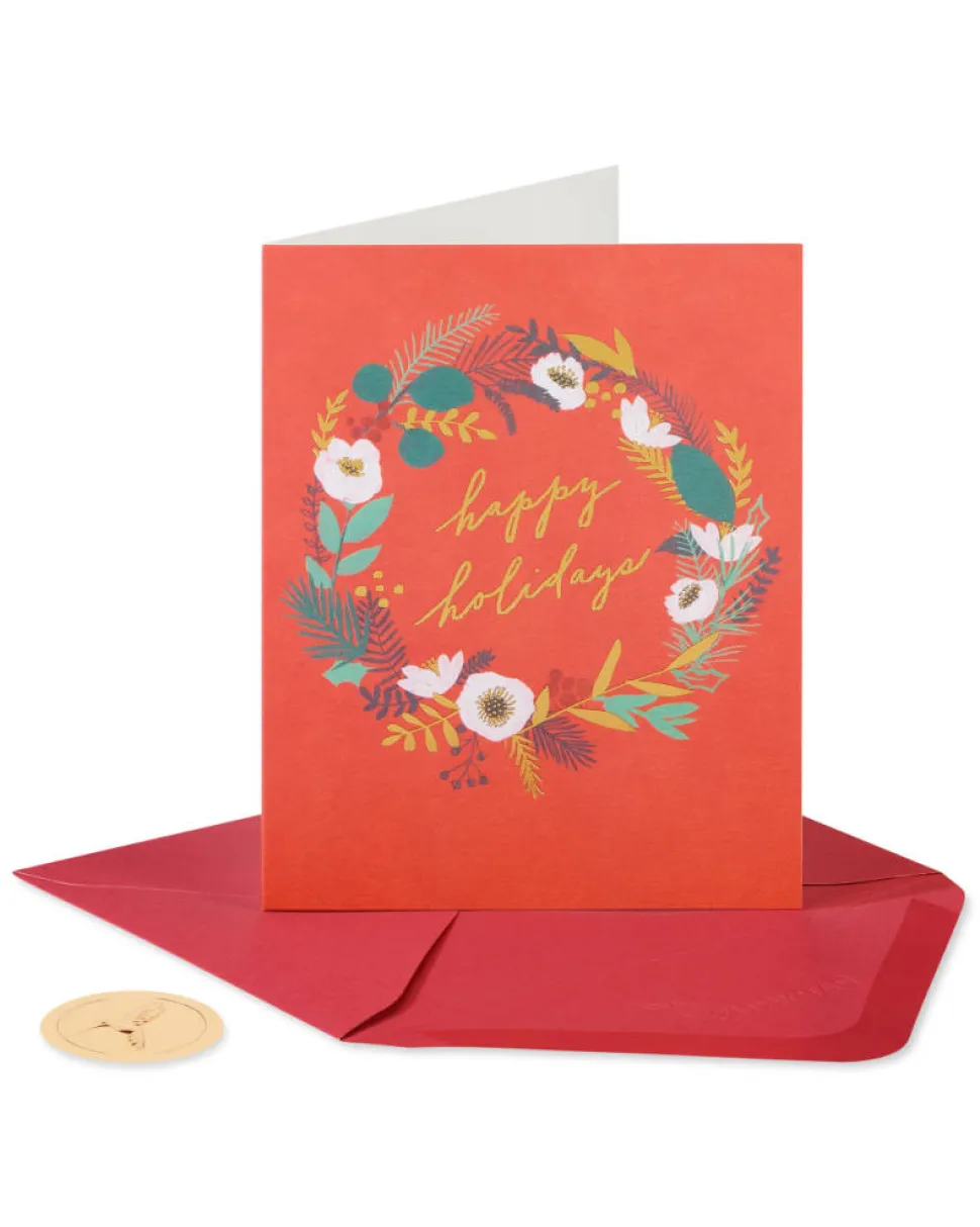 Happy Holidays Wreath Christmas Boxed Cards, 20-Count