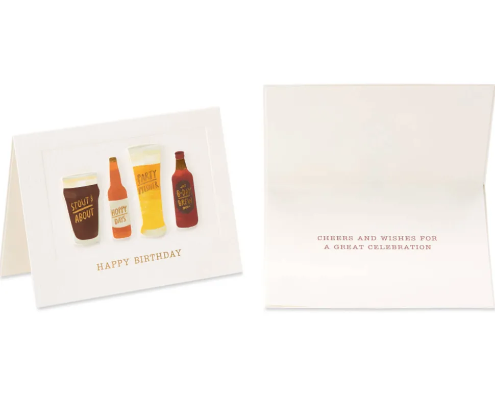 Hawaiian Shirt and Craft Beer Birthday Greeting Card Bundle for Him, 2-Count