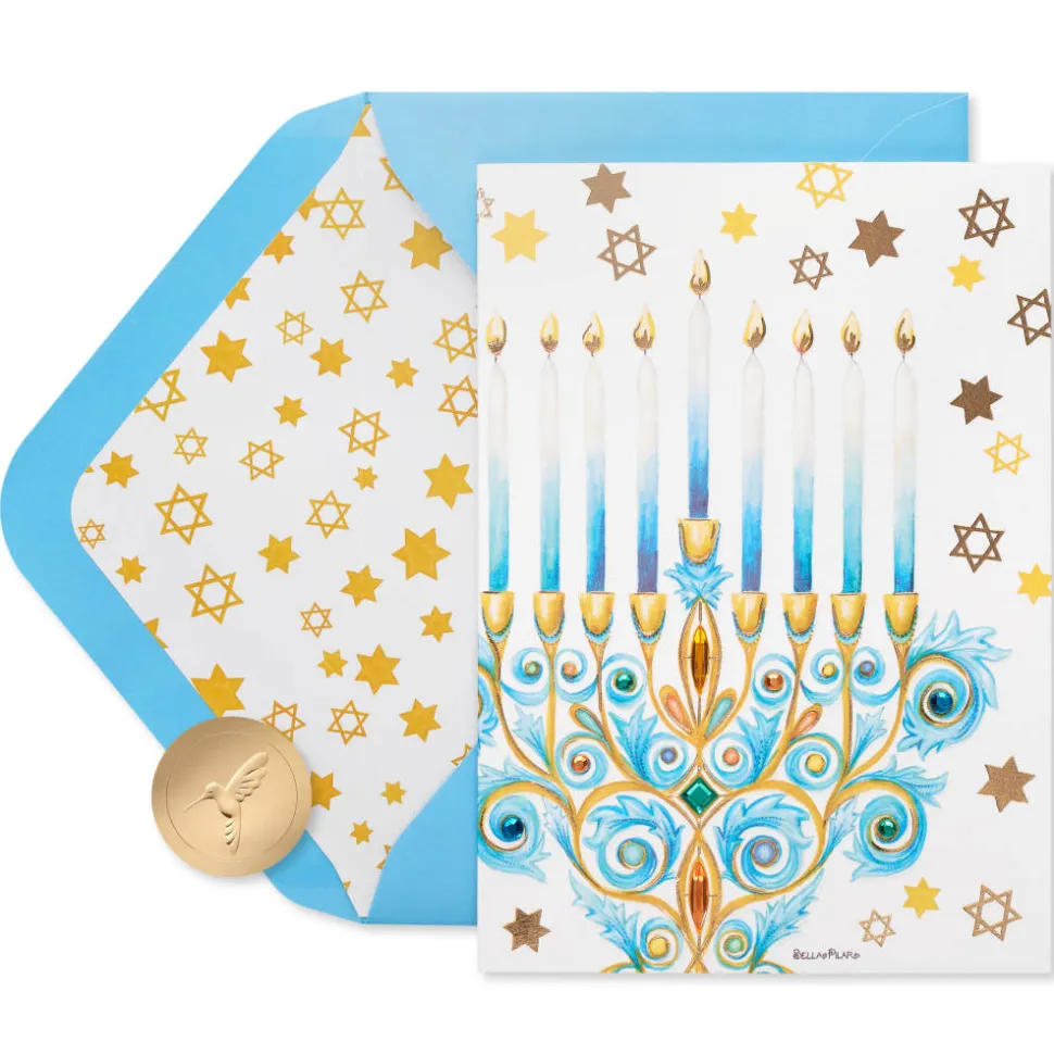 Health, and Happiness Menorah Hanukkah Boxed Cards, 8-Count