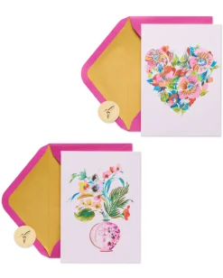 Heart and Floral Bouquet Boxed Cards and Envelopes, 20-Count