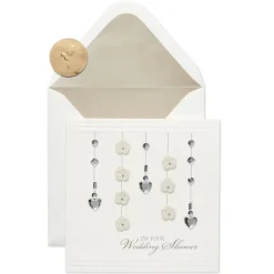 Heart Crystals And Flowers Wedding Greeting Card