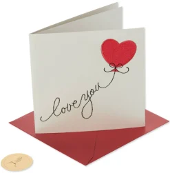 Heart Shaped Balloon Embroidered Greeting Card