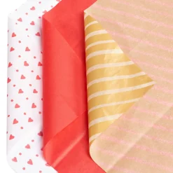 Hearts and Stripes Valentine’s Day Tissue Paper, 9 Sheets