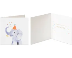 Hedgehog and Elephant Birthday Greeting Card Bundle for Kids, 2-Count