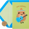 Hedgehog Holding Guitar Birthday Greeting Card