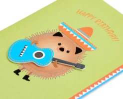 Hedgehog Holding Guitar Birthday Greeting Card