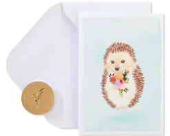 Hedgehog with Flower Boxed Blank Note Cards with Envelopes, 14-Count
