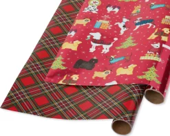 Holiday Chic and Santa’s Best Friends Dog Print Holiday Wrapping Paper Rolls, 2 Rolls