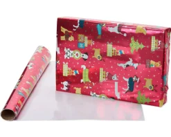 Holiday Chic and Santa’s Best Friends Dog Print Holiday Wrapping Paper Rolls, 2 Rolls