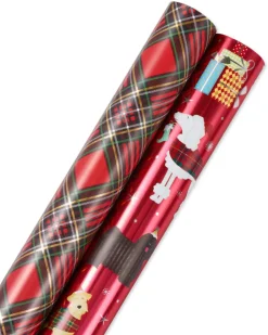 Holiday Chic and Santa’s Best Friends Dog Print Holiday Wrapping Paper Rolls, 2 Rolls