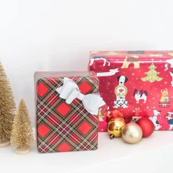 Holiday Chic and Santa’s Best Friends Dog Print Holiday Wrapping Paper Rolls, 2 Rolls