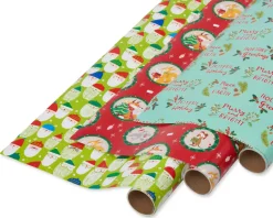 Holiday Friends and Peace on Earth Holiday Wrapping Paper Rolls, 3 Rolls