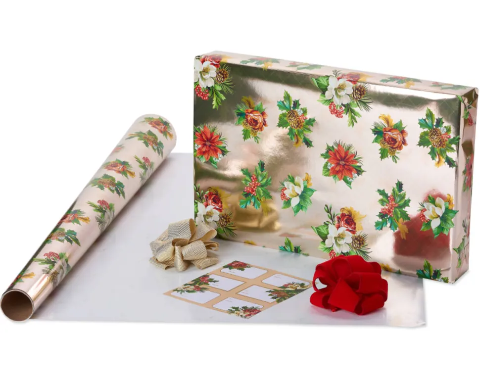 Holiday Traditions Holiday Wrapping Paper Kit with Gridlines, Bows and Gift Tags, 11-Count