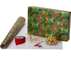 Holiday Traditions Holiday Wrapping Paper Kit with Gridlines, Bows and Gift Tags, 11-Count