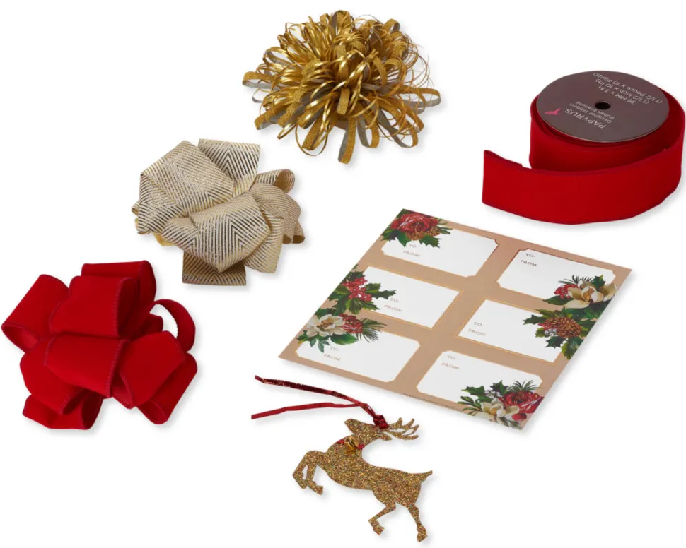 Holiday Traditions Holiday Wrapping Paper Kit with Gridlines, Bows and Gift Tags, 11-Count