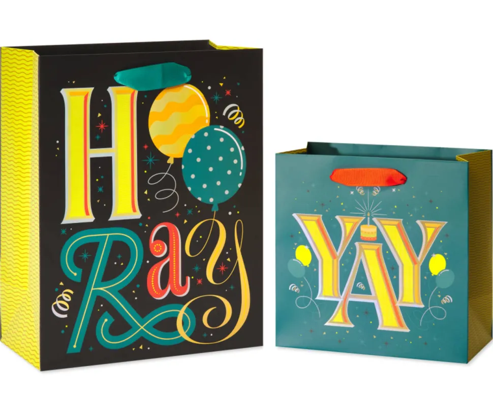 Hooray and Yay Gift Bags, 2 Bags