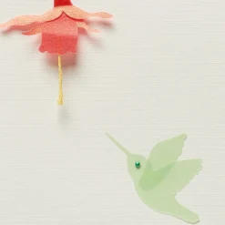 Hummingbird and Red Flowers Blank Greeting Card