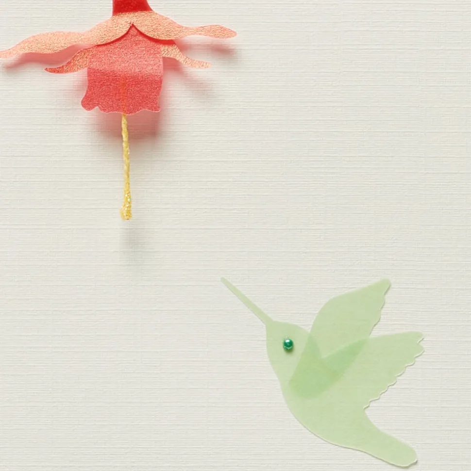 Hummingbird and Red Flowers Blank Greeting Card