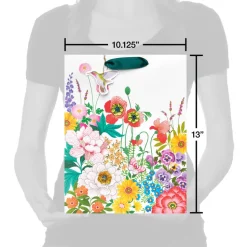 Hummingbird in Garden 13″ Large Gift Bag, 1 Bag