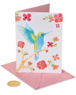 Hummingbird On Branch Blank Greeting Card