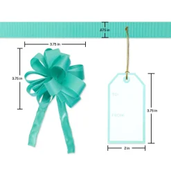 Icy Blue and Grey Christmas Gift Tags, Ribbons and Bows for Gift Wrapping, 10-Count