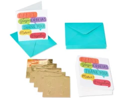 International Thanks Boxed Thank You Cards and Envelopes, 20-Count