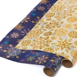 Jewel Tone Snowflakes and Holographic Snowflakes Holiday Wrapping Paper Rolls, 2 Rolls