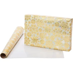 Jewel Tone Snowflakes and Holographic Snowflakes Holiday Wrapping Paper Rolls, 2 Rolls