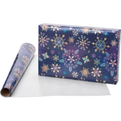 Jewel Tone Snowflakes and Holographic Snowflakes Holiday Wrapping Paper Rolls, 2 Rolls