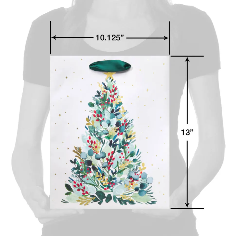 Joyful Tradition Holiday Gift Bags with Tissue Paper, 2 Bags 1 Jumbo 18″, 1 Large 13″, 18 Sheets