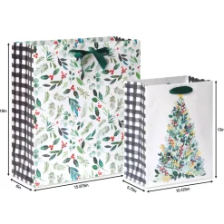 Joyful Tradition Holiday Gift Bags with Tissue Paper, 2 Bags 1 Jumbo 18″, 1 Large 13″, 18 Sheets