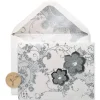 Lace and Flowers Handmade Boxed Blank Note Cards with Glitter, 8-Count