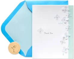 Light Blue Flowers Thank You Greeting Card