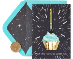 Lightsaber Cupcake Star Wars Birthday Greeting Card
