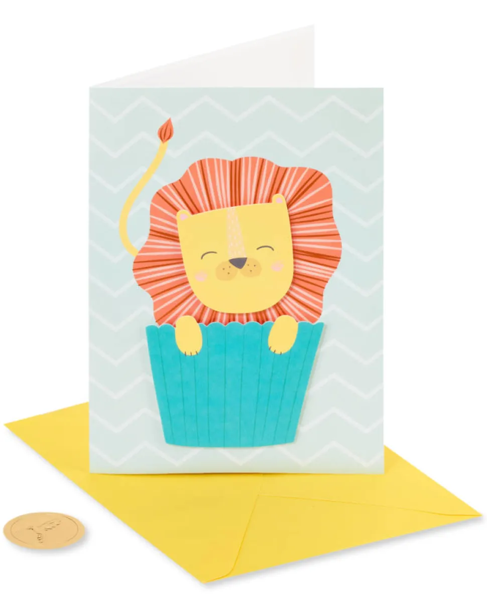 Lion Cupcake Birthday Greeting Card