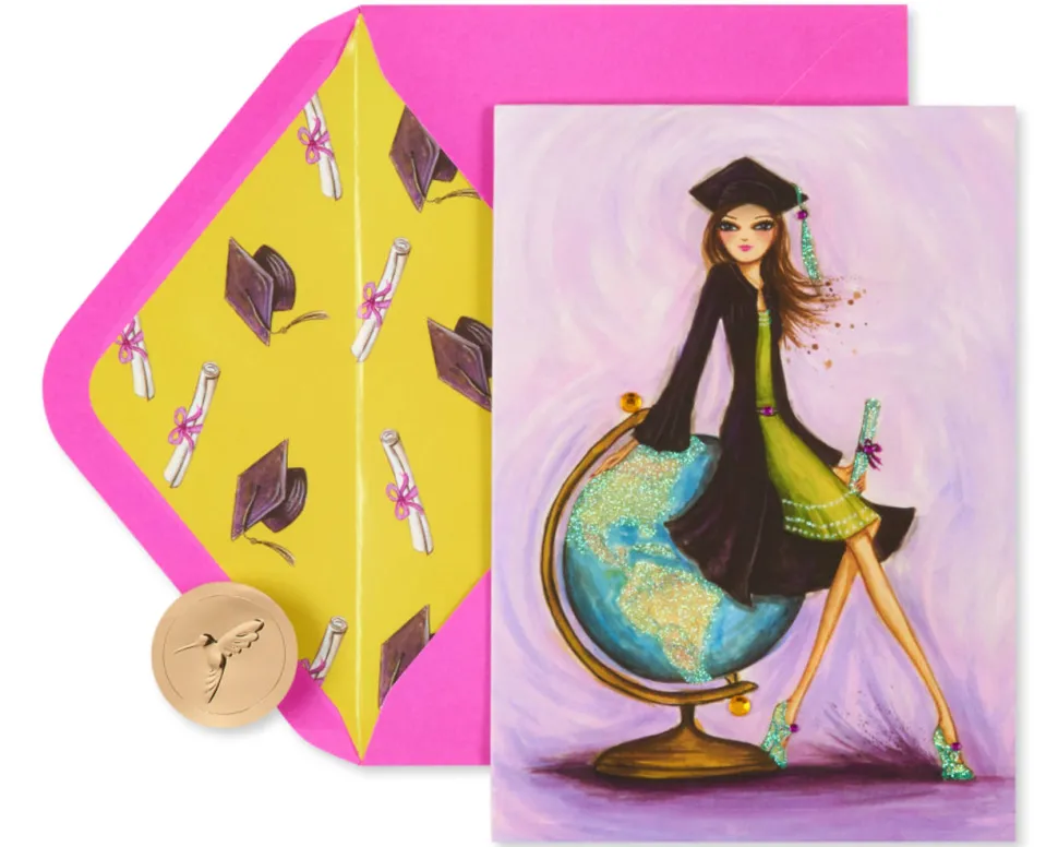 Look Out World Graduation Greeting Card for Her – Designed by Bella Pilar