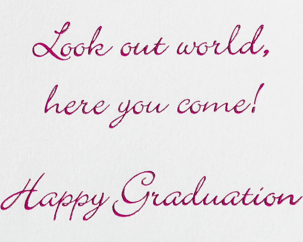Look Out World Graduation Greeting Card for Her – Designed by Bella Pilar
