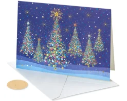 Magical Row of Holiday Christmas Trees Holiday Boxed Cards, 14-Count