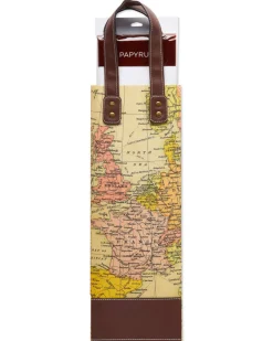 Map Beverage Gift Bag with White Tissue Paper, 1 Gift Bag and 8 Sheets of Tissue Paper