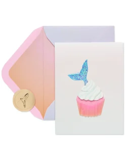 Mermaid Cupcake Birthday Greeting Card
