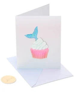 Mermaid Cupcake Birthday Greeting Card