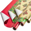 Metallic Red, Christmas Tree, Christmas Tidings Holiday Wrapping Paper Rolls, 3 Rolls