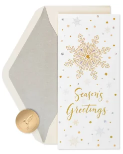Metallic Snowflakes Holiday Boxed Cards, 16-Count