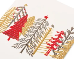 Metallic Trees Holiday Boxed Cards, 12-Count