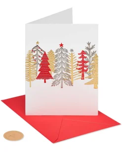 Metallic Trees Holiday Boxed Cards, 12-Count