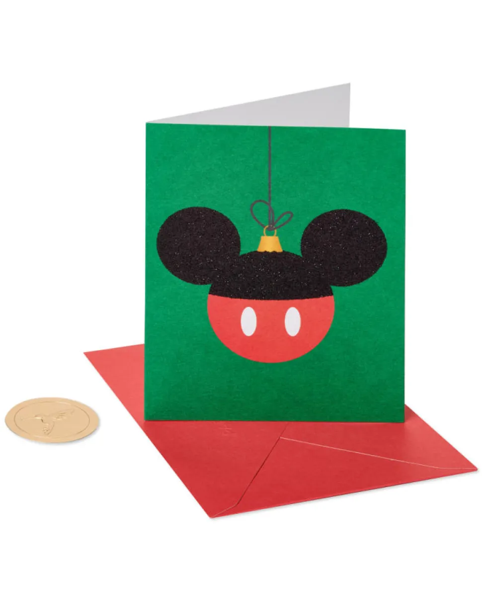 Mickey Mouse Disney Holiday Ornament Christmas Boxed Cards, 20-Count