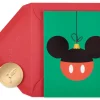 Mickey Mouse Ornament Disney Christmas Cards Boxed – Glitter-Free, 20-Count